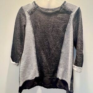 Style & Co Petite Gray Mixed Fabric Top Size PM